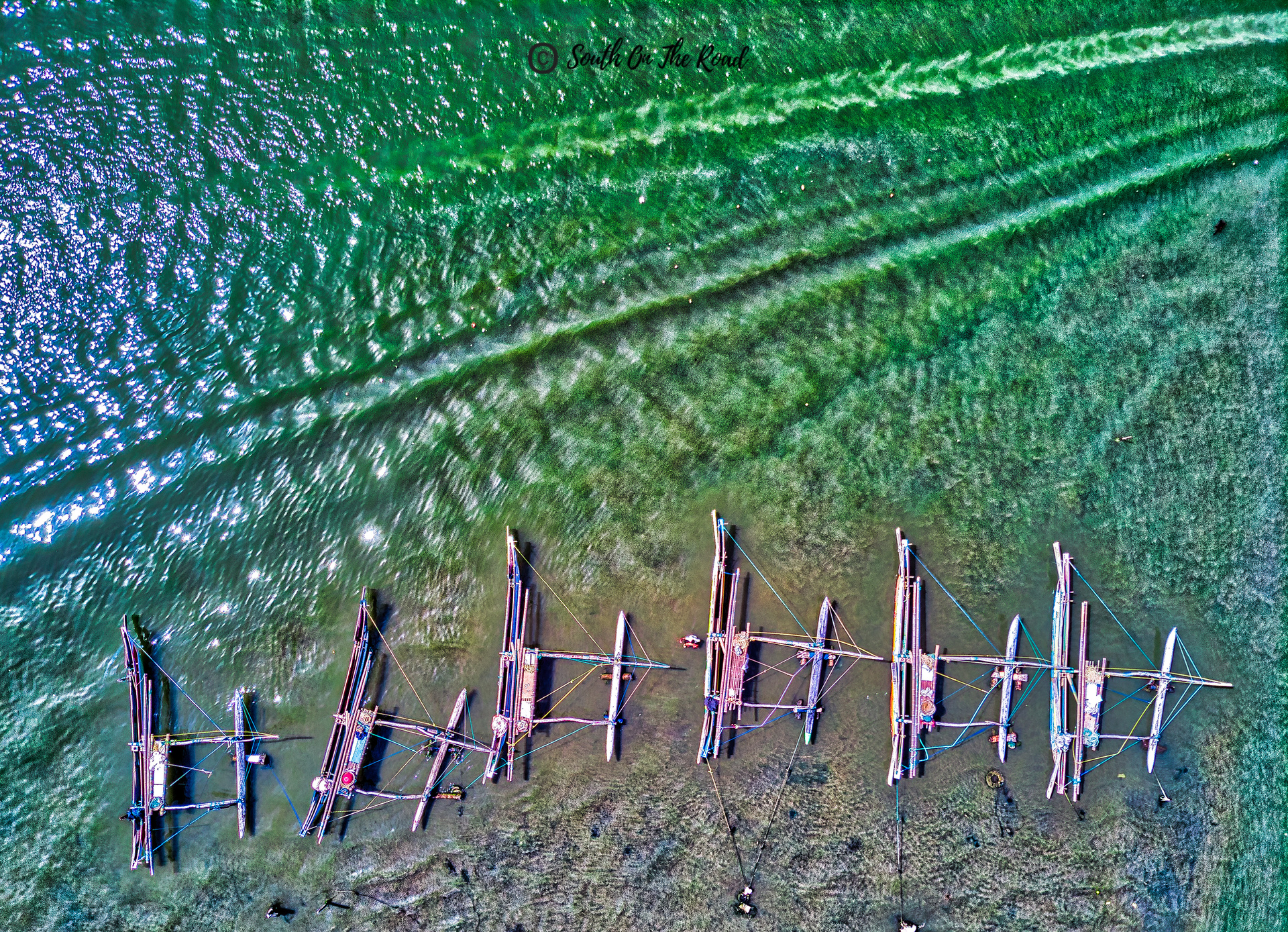 bateau pecheur vue aerienne